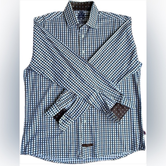 English Laundry Check Dress Shirt – Size 16/36-37 – Brown/Navy Plaid - Picture 1 of 9